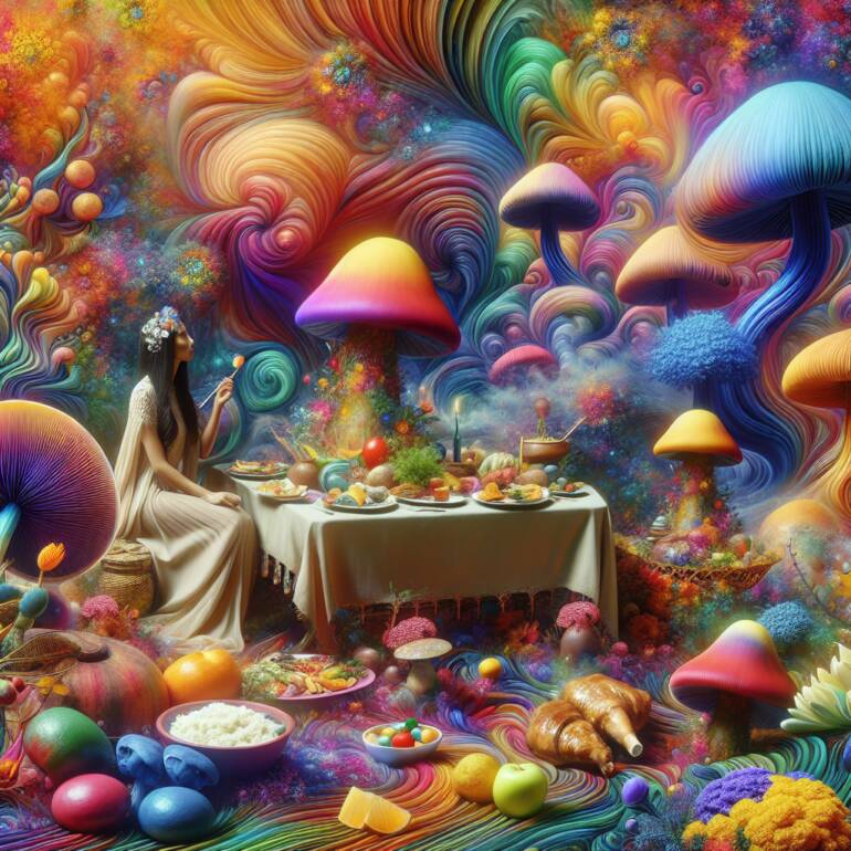 Ludzie na żywo podjadają ogromne dawki grzybów halucynogennych